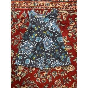 Baby Girl's Size 12 Months Corduroy Blue Dress Floral Vintage Sprockets